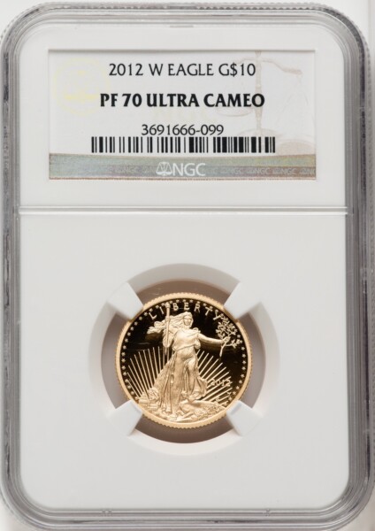 2012-W $10 Quarter-Ounce Gold Eagle, PR DC Brown Label 70 NGC