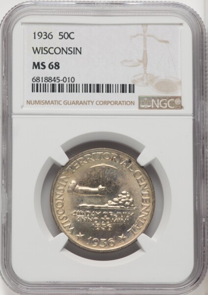 1936 50C Wisconsin, MS 68 NGC