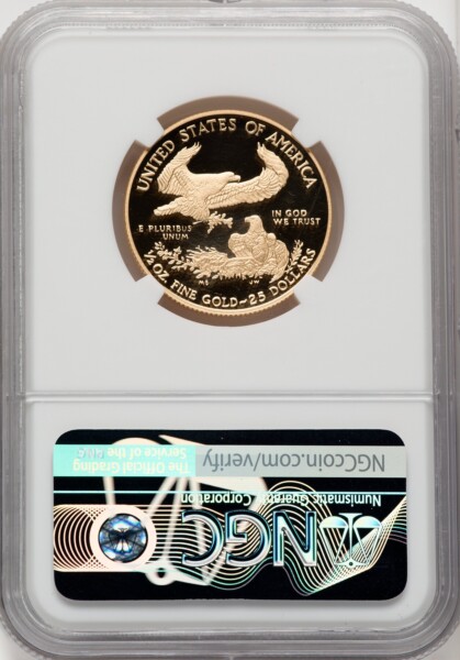 2018-W G$25 Half Ounce Gold Eagle, First Day of Issue, DC 70 NGC