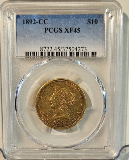 1892-CC $10 45 PCGS