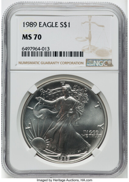 1989 S$1 Silver Eagle, MS 70 NGC