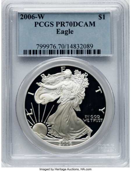 2006-W S$1 Silver Eagle, DC 70 PCGS
