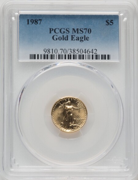 1987 $5 Tenth-Ounce Gold Eagle, MS 70 PCGS