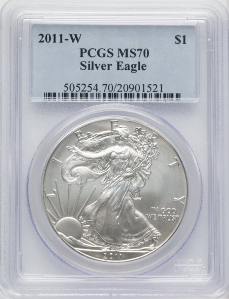2011-W S$1 Silver Eagle, Burnished, SP 70 PCGS