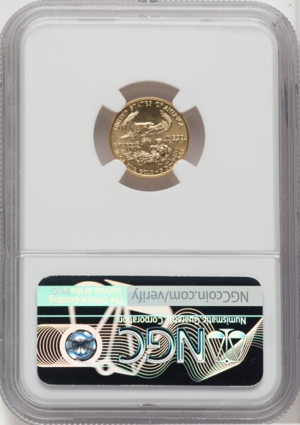 1992 $5 Tenth-Ounce Gold Eagle, MS Brown Label 70 NGC