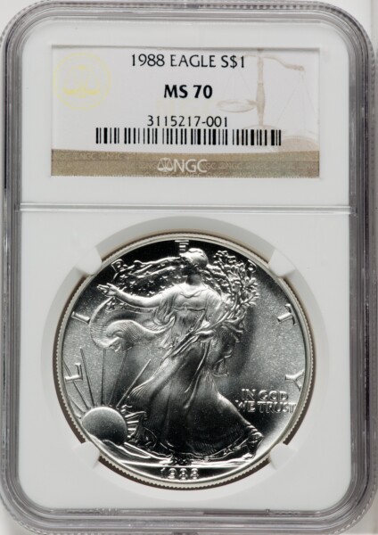 1988 S$1 Silver Eagle, MS 70 NGC