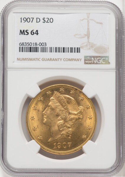 1907-D $20 64 NGC