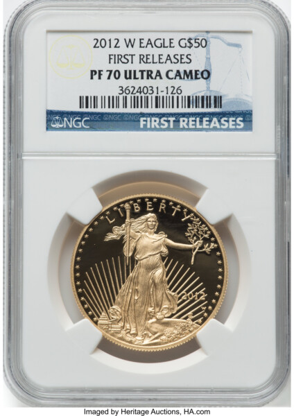 2012-W $50 One-Ounce Gold Eagle First Strike, DC FR Blue 70 NGC