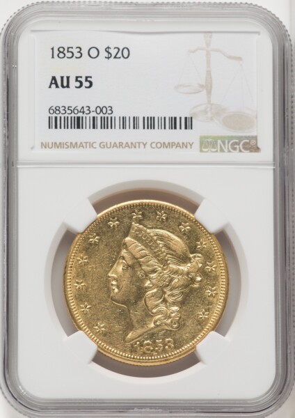 1853-O $20 55 NGC