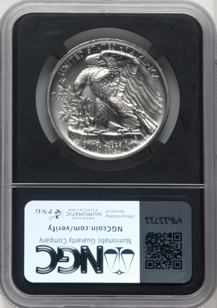 2017 $25 One Ounce Palladium, First Day of Issue, MS FDI Miles Standish 70 NGC