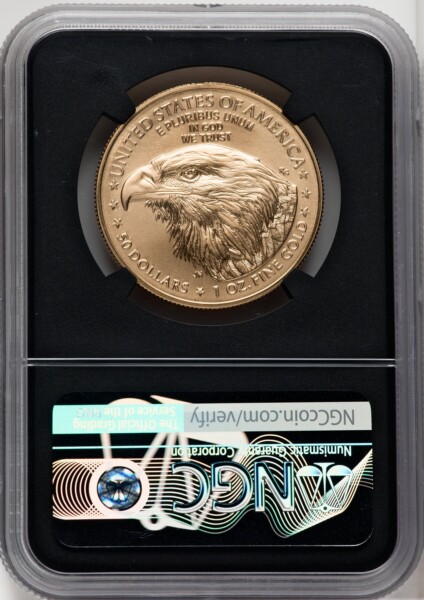 2021-W One-Ounce Gold Eagle, Type Two, Burnished, First Strike, MS Gold Foil 70 NGC