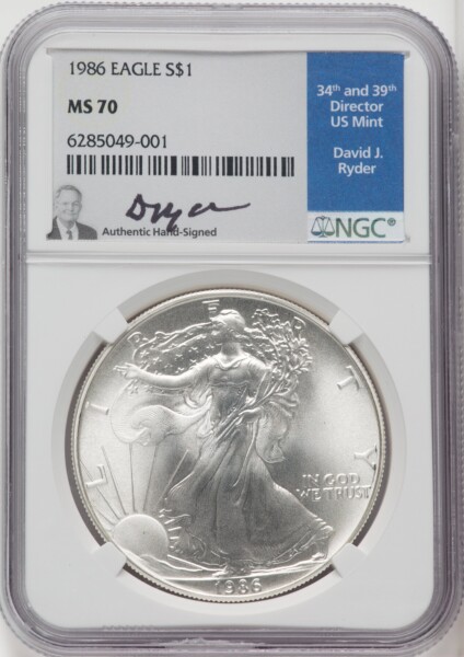 1986 S$1 Silver Eagle, MS 70 NGC