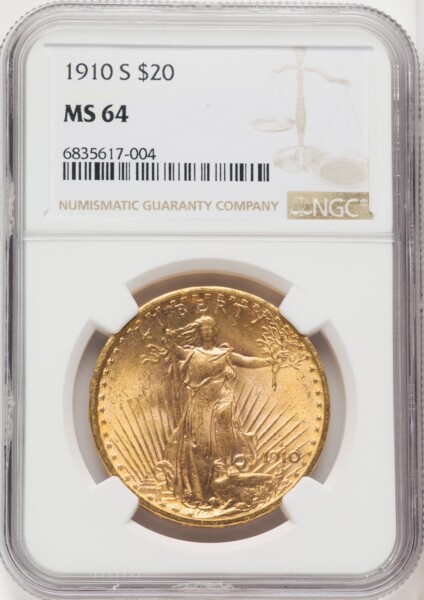 1910-S $20 64 NGC