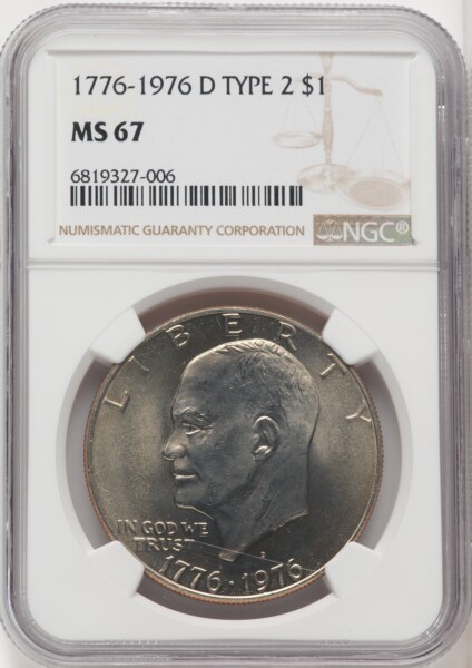 1976-D $1 Type Two, MS 67 NGC