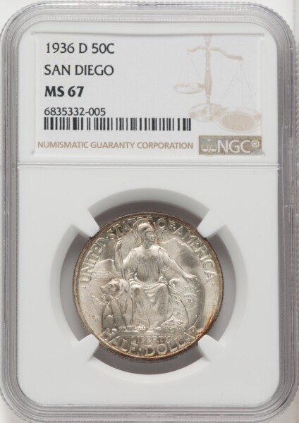 1936-D 50C San Diego, MS 67 NGC