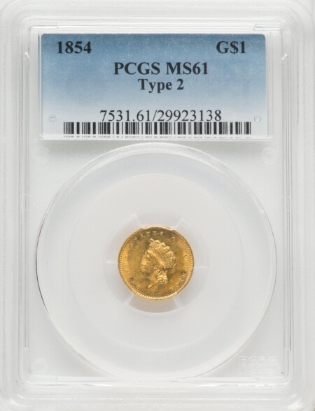 1854 G$1 Type Two 61 PCGS