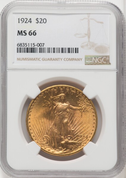 1924 $20 Saint 66 NGC