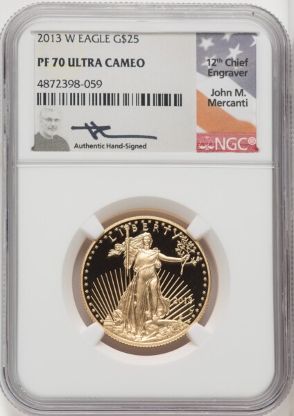 2013-W $25 Half-Ounce Gold Eagle, PR DC 70 NGC