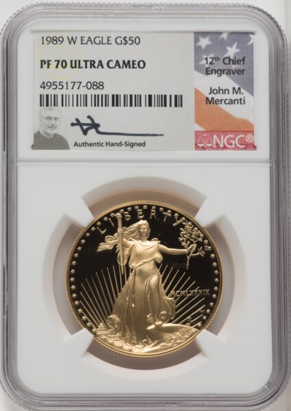 1989-W $50 One-Ounce Gold Eagle, DC 70 NGC