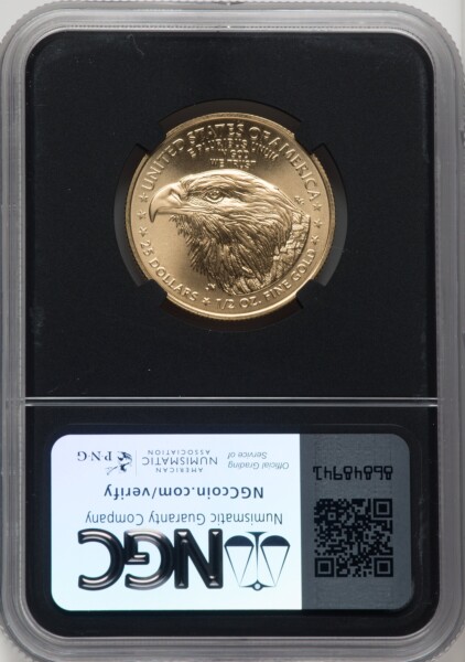 2023 $25 Half-Ounce Gold Eagle, First Day of Issue, MS 70 NGC
