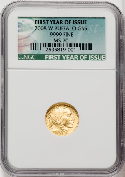 2008-W $5 Tenth-Ounce Gold Buffalo, .9999 Fine Gold, SP 70 NGC