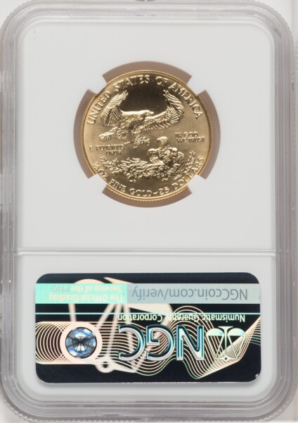 1991 $25 Half-Ounce Gold Eagle, MS Brown Label 70 NGC