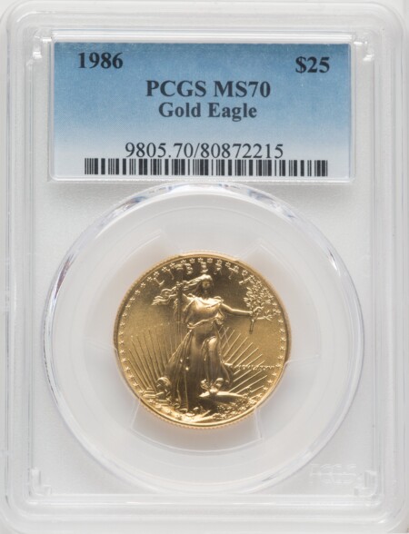 1986 $25 Half-Ounce Gold Eagle, MS 70 PCGS
