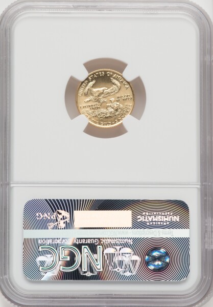 1991 $5 Tenth-Ounce Gold Eagle, MS Brown Label 70 NGC