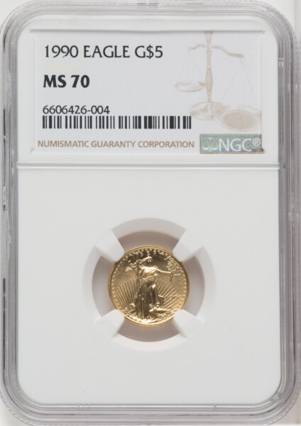 1990 $5 Tenth-Ounce Gold Eagle, MS 70 NGC