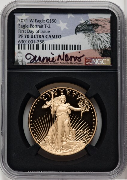 2021-W G$50 One Ounce Gold Eagle, Type Two, FDI, DC 70 NGC