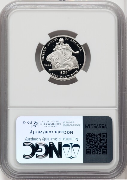 2004-W P$25 Quarter-Ounce Platinum Eagle, Statue of Liberty, PR, DC Brown Label 70 NGC