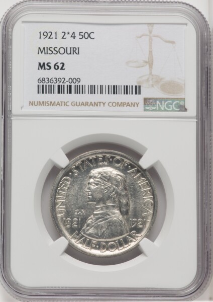 1921 50C Missouri 2x4, MS 62 NGC