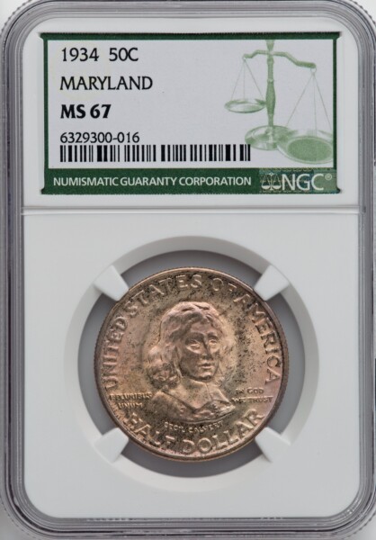 1934 50C Maryland, MS Green Label 67 NGC