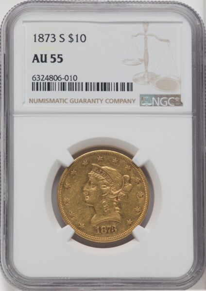 1873-S $10 55 NGC