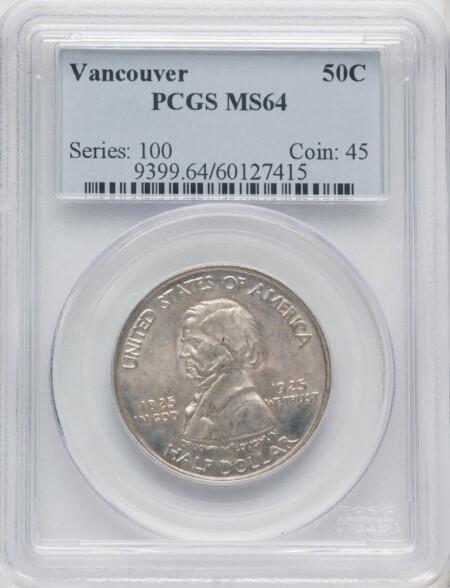 1925 50C Vancouver, MS 64 PCGS