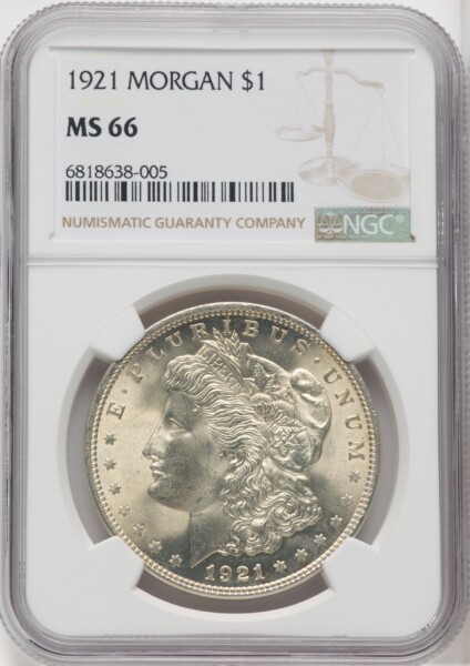 1921 S$1 Morgan, MS 66 NGC