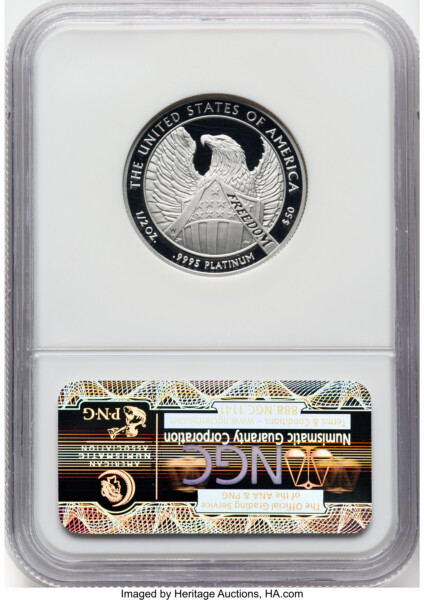 2007-W $50 Half-Ounce Platinum Eagle, 10th Anniversary, PR, DC 70 NGC