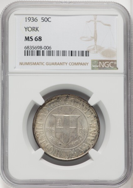 1936 50C York, MS 68 NGC