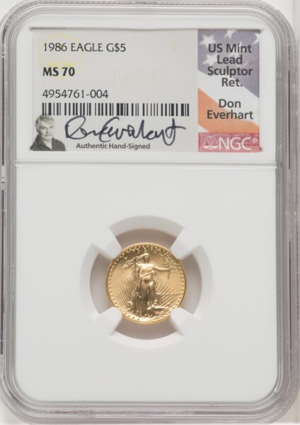 1986 $5 Tenth-Ounce Gold Eagle, MS 70 NGC
