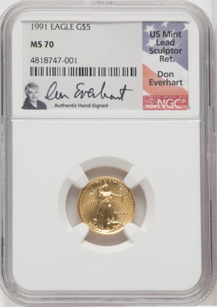 1991 $5 Tenth-Ounce Gold Eagle, MS 70 NGC