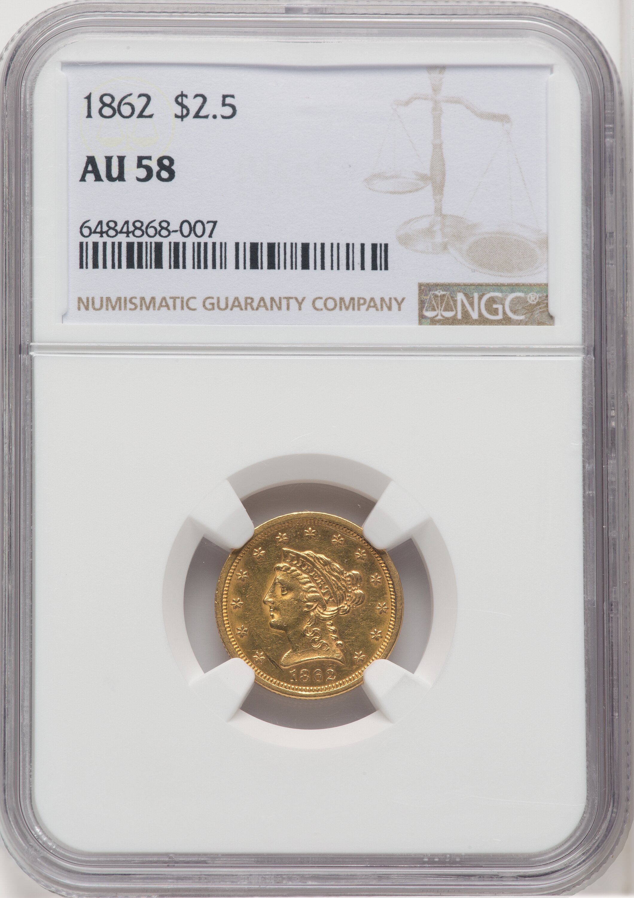 1862 $2 1/2 58 NGC