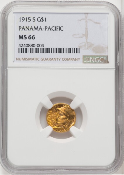 1915-S G$1 PAN-PAC Gold Dollar, MS 66 NGC