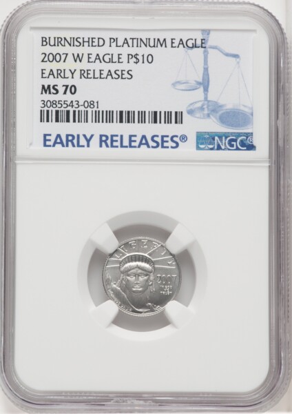 2007-W $10Tenth-Ounce Platinum Eagle, First Strike, Burnished, SP 70 NGC