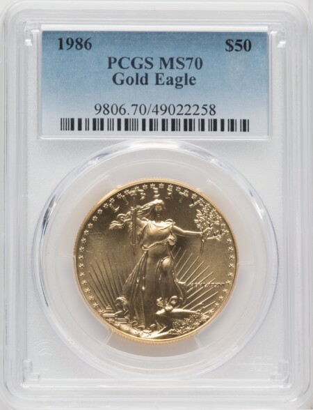 1986 $50 One-Ounce Gold Eagle, MS 70 PCGS