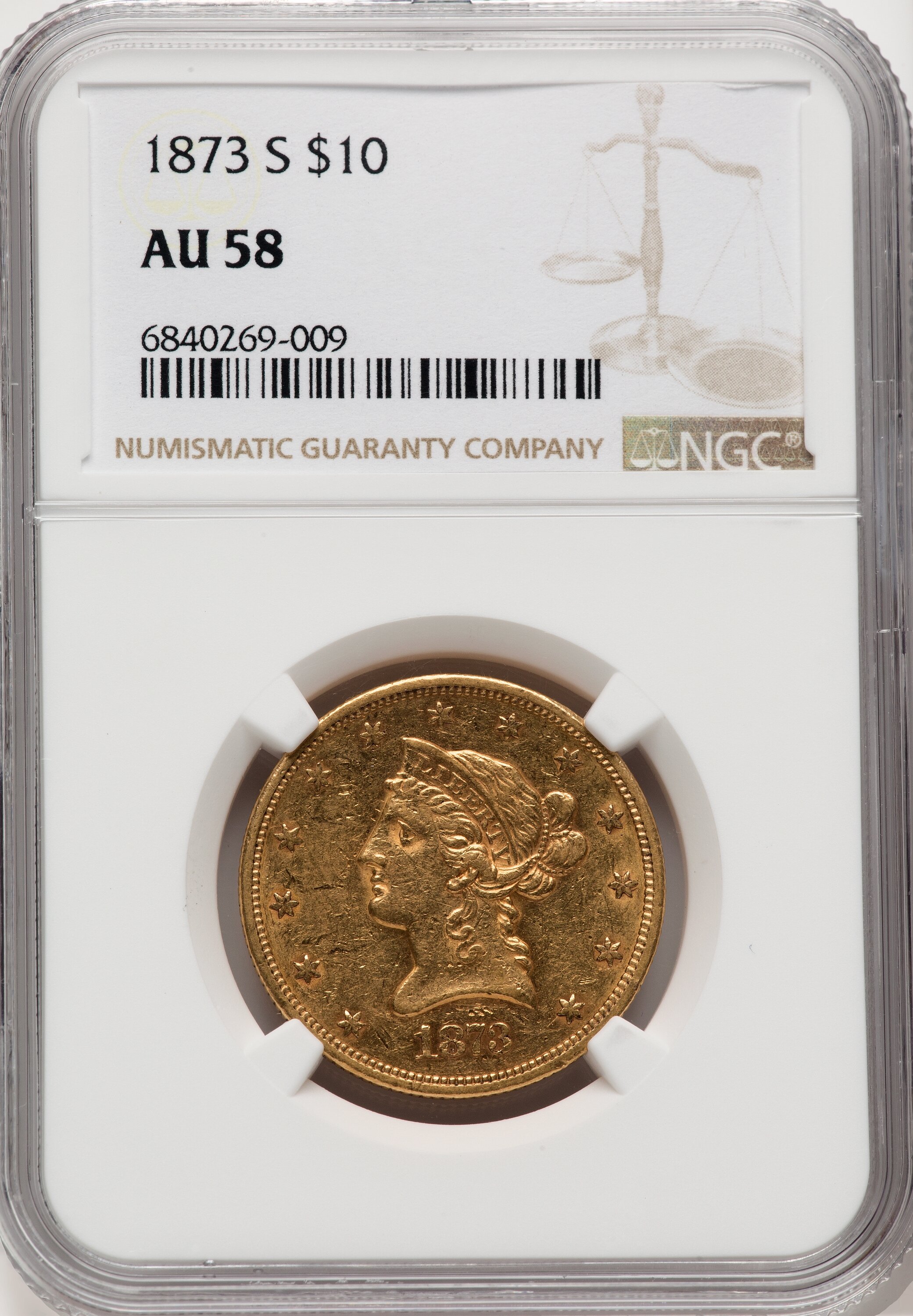 1873-S $10 58 NGC