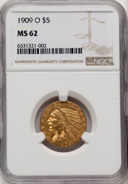 1909-O $5 62 NGC