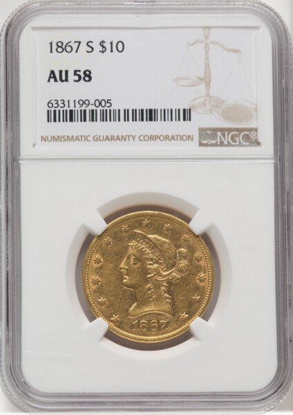 1867-S $10 58 NGC