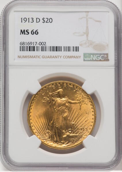 1913-D $20 66 NGC