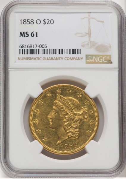 1858-O $20 61 NGC