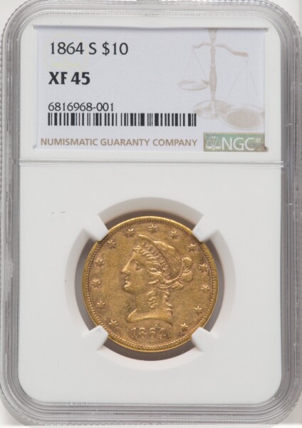 1864-S $10 45 NGC
